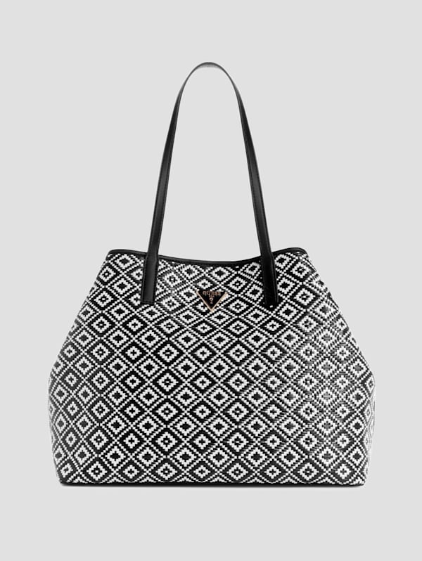 Guess Vikky Large Straw Tote Black