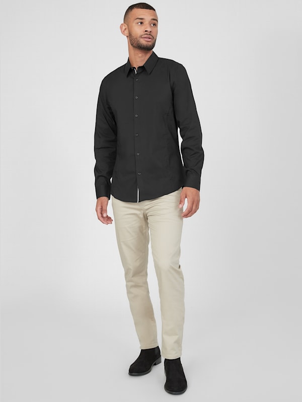 Factory Damon Poplin Shirt - Black - L