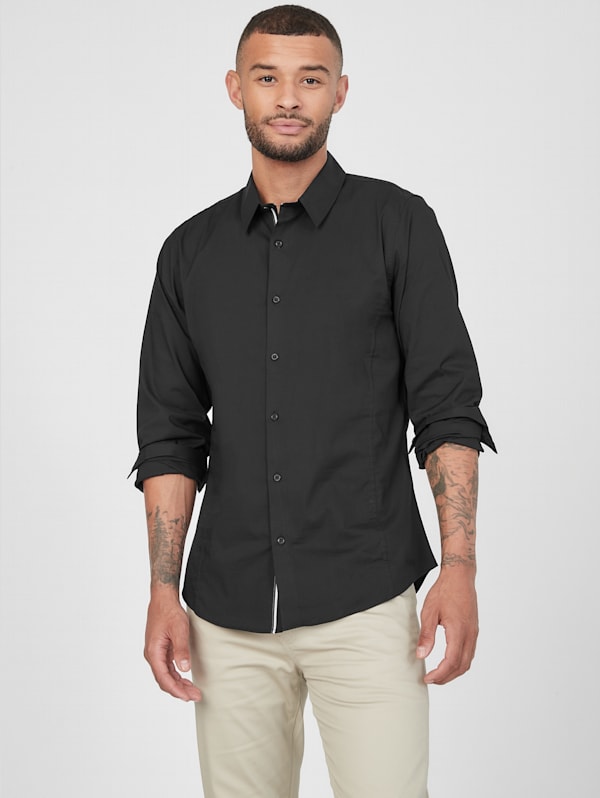 Factory Damon Poplin Shirt Black XL