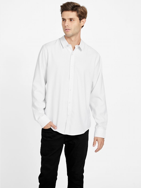 Guess pinstripe shirt hot sale