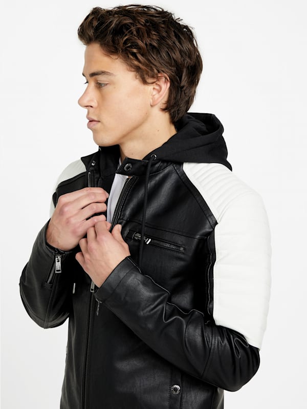 David Hooded Moto Jacket | GUESS Factory Ca