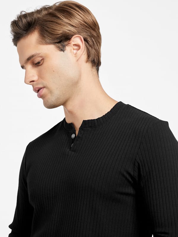 Factory Todd Long sleeve Henley Black XL