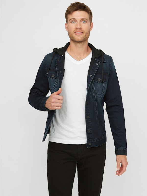 Guess jean jacket with hoodie on sale