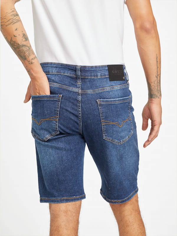 Factory Jonah Rip and repair Denim Shorts Blue 32