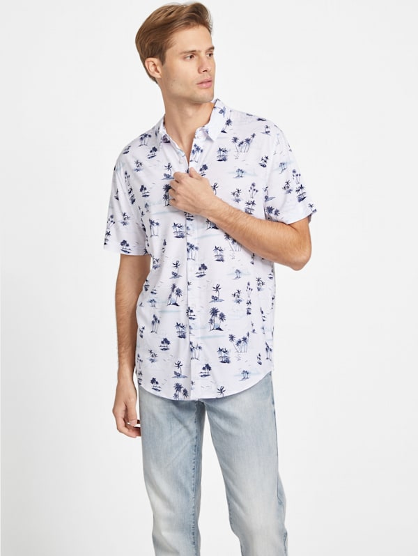 Blue and white guess shirt online