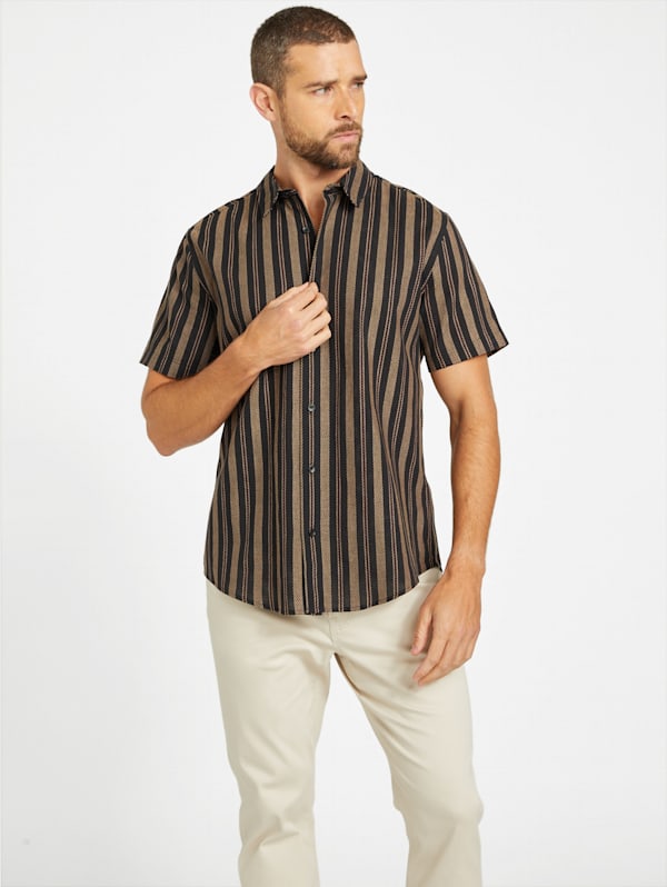 Hunter Striped Short Sleeve Shirt GUESS Factory Ca