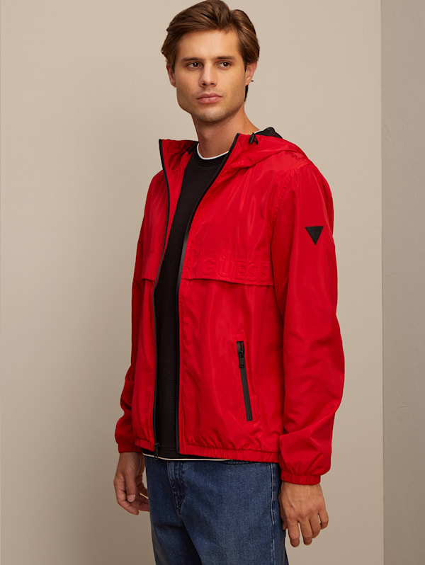 Guess red windbreaker shop