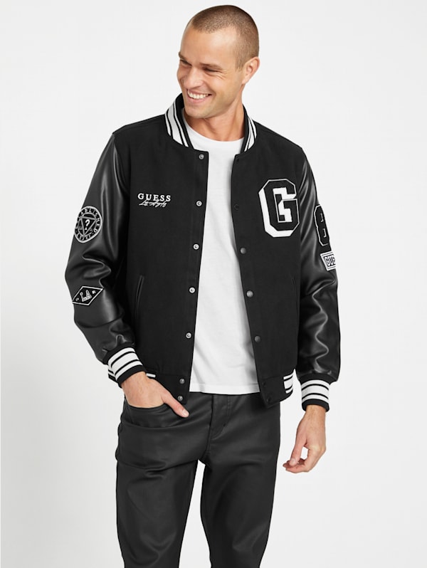 Factory Mark Hooded Varsity Jacket Black XL