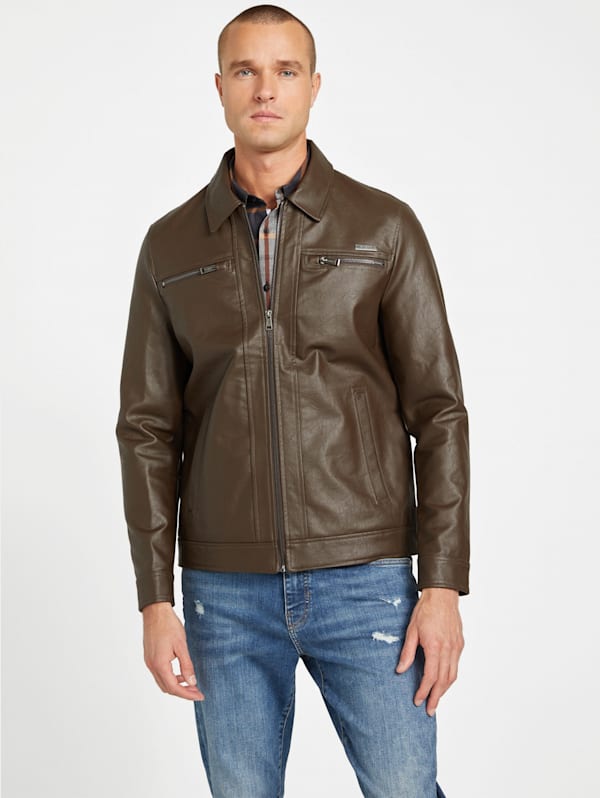 Factory Elijha Faux leather Jacket Brown XL