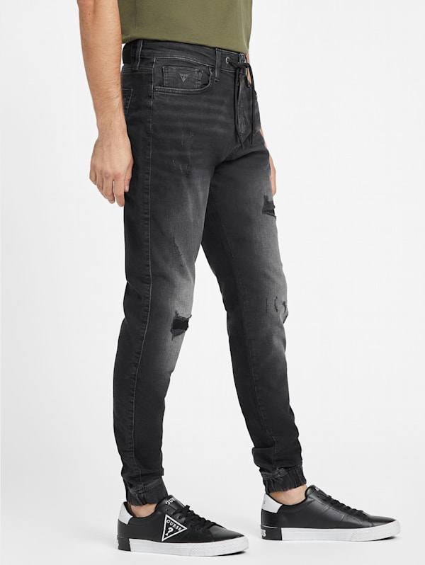 Black ripped joggers outlet