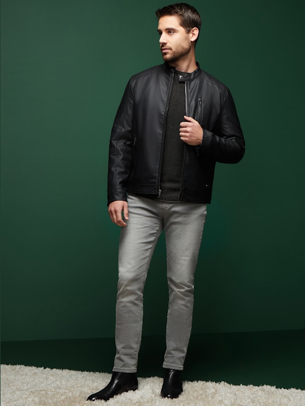 Matty Faux-Leather Moto Jacket | GUESS Factory Ca