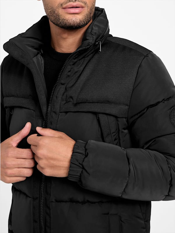 Black guess bubble coat top