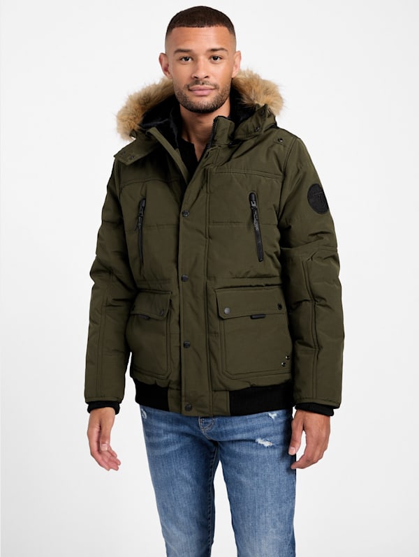 Guess green puffer coat shop