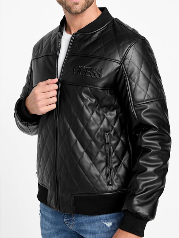 Factory Peter Quilted Faux leather Jacket Black XL