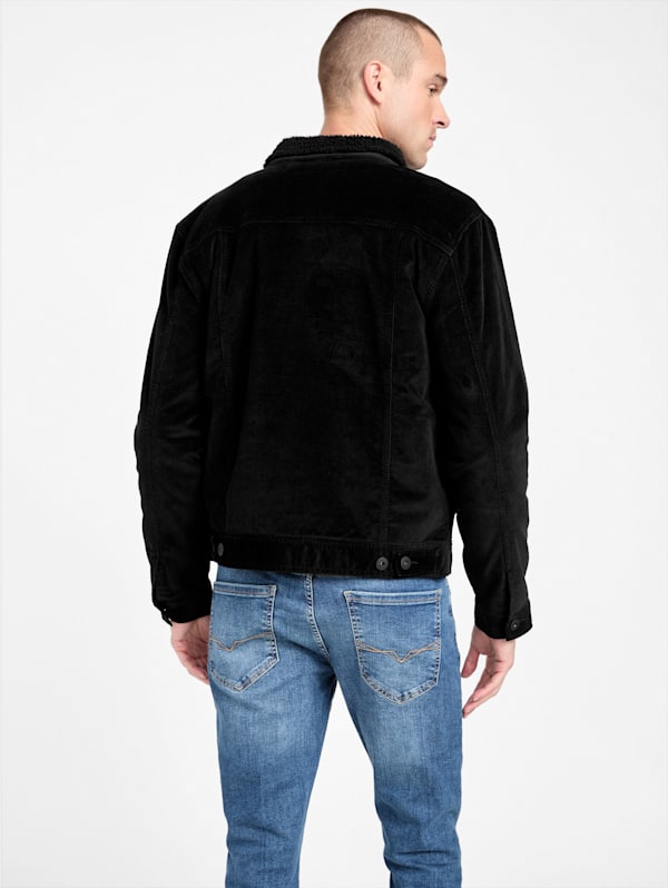 Black sherpa corduroy jacket deals
