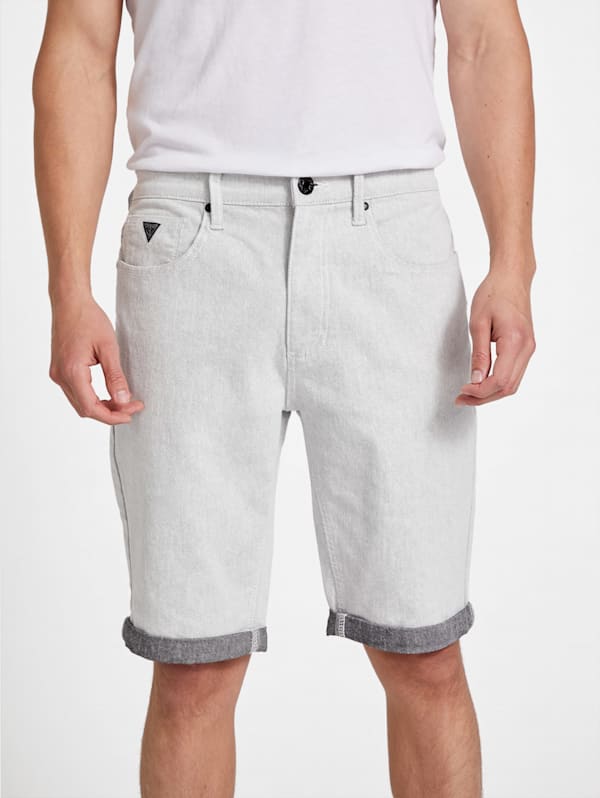Factory Trent Rolled Denim Shorts White 34