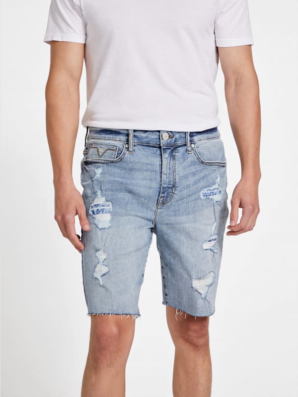 Factory Eco Quade Rip and repair Denim Shorts Blue 30