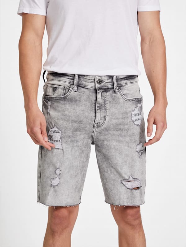 Eco Quade Rip-and-Repair Denim Shorts | GUESS Factory