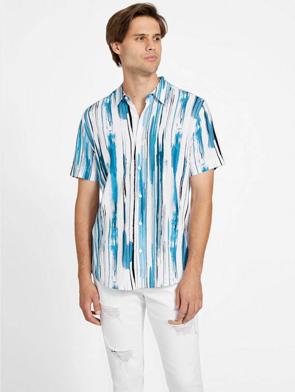 Guess green striped shirt deals