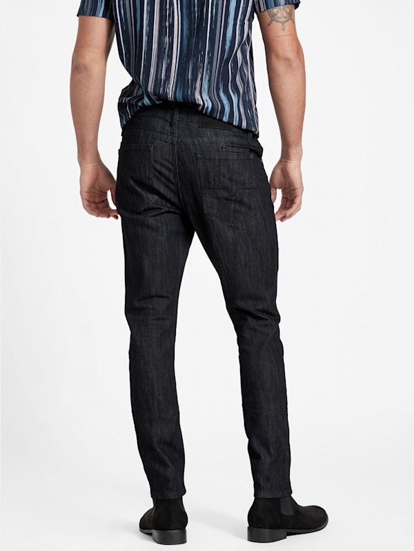 Black slim fit tapered jeans sales