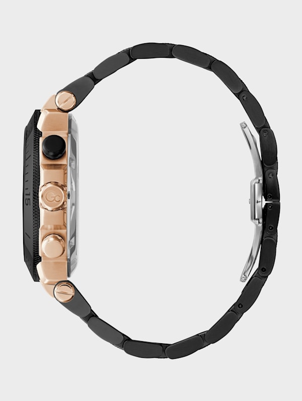 Gc Black and Rose Gold-Tone Chronograph Watch