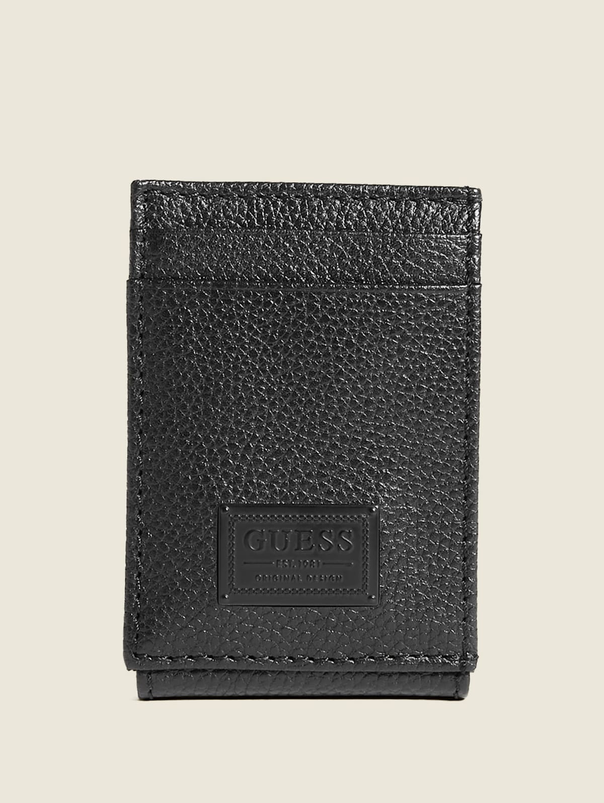 Retail DEAL!! GUESS Men's Black Magnetic Front Pocket Wallet ID Cards Folds $42