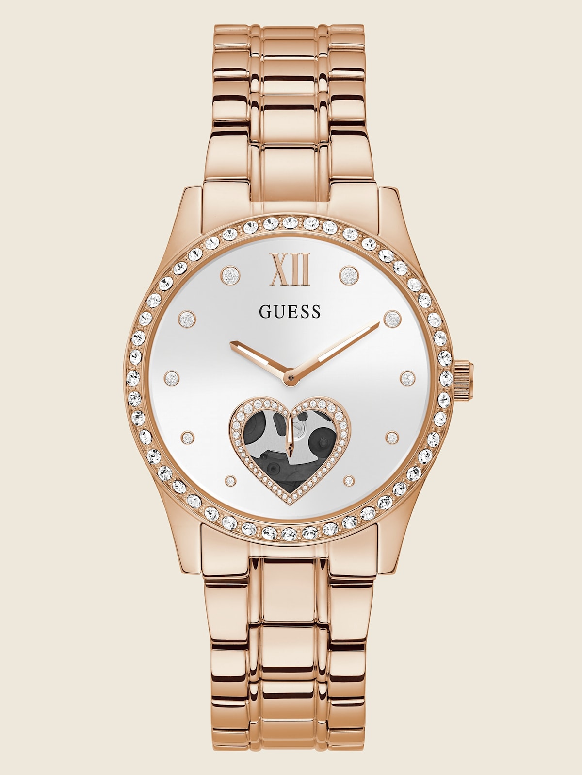 Rose Gold Tone Heart Analog Watch Guess