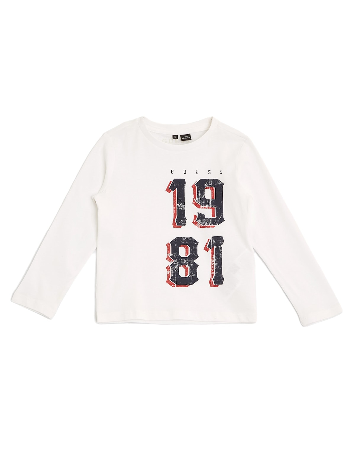 Guess Who Long Sleeve T-Shirt Distressed Logo White Tee
