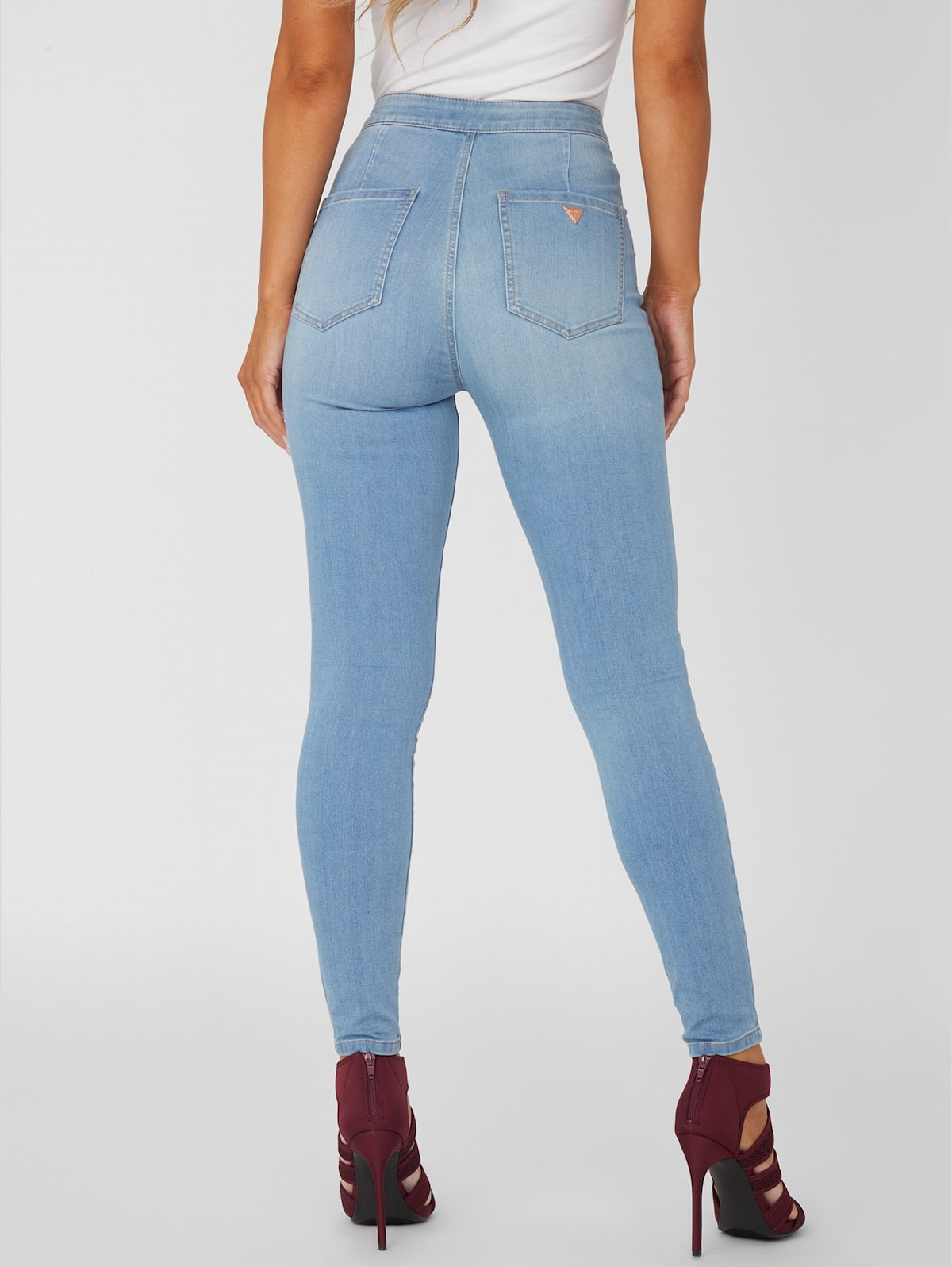 GUESS Womens Super High Rise Jean with Destroy Jeans