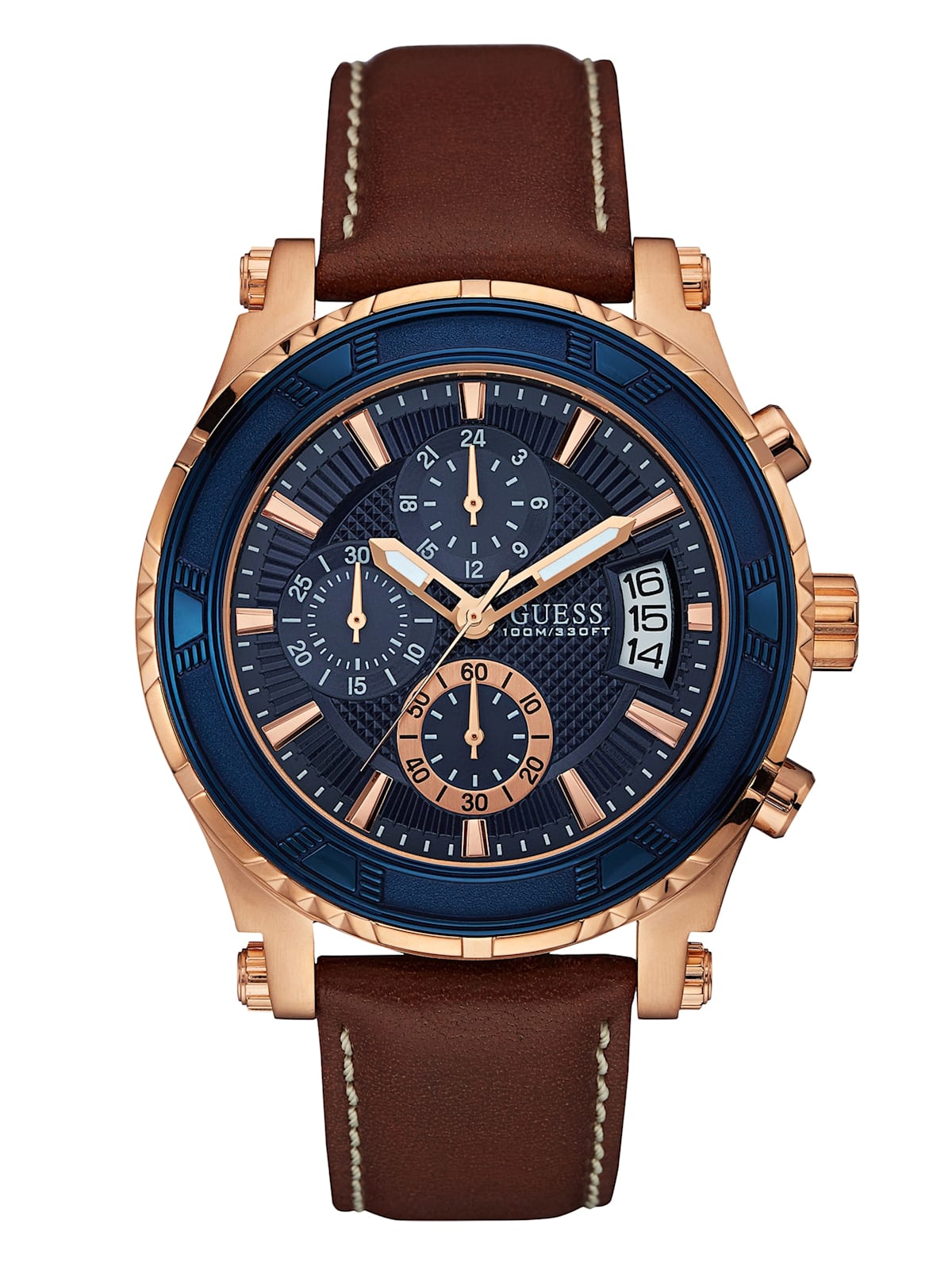 skandale Overbevisende Definere Brown and Rose Gold-Tone Leather Sport Watch | GUESS