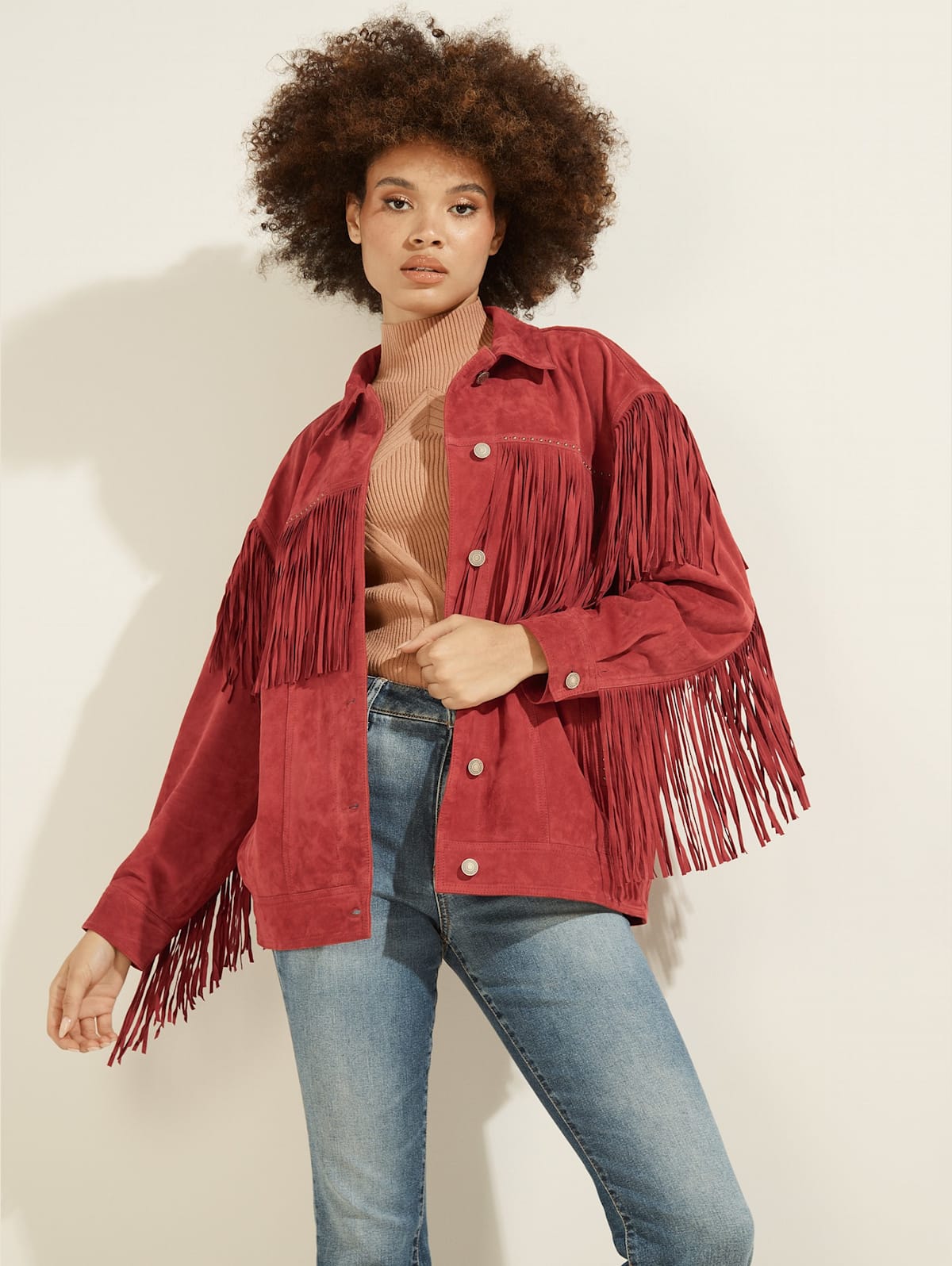 Morgana Suede Leather Jacket Guess Canada