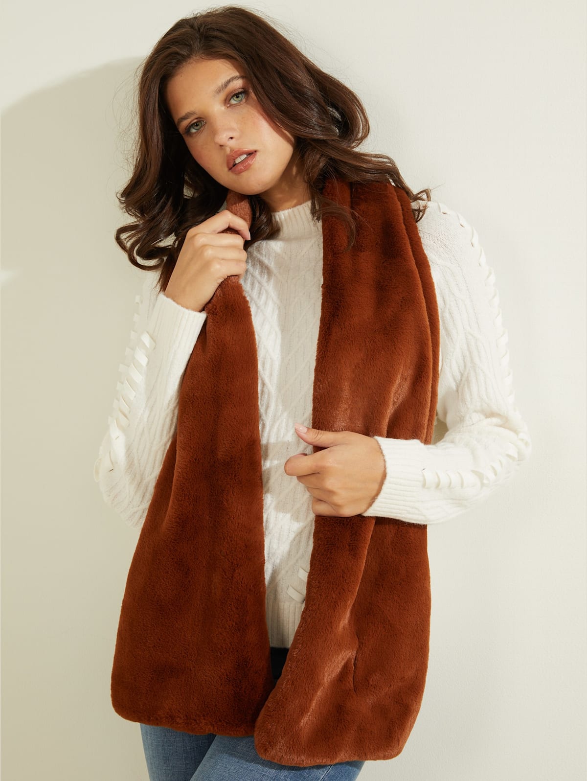 Elsie Faux Fur Oblong Scarf Guess Canada