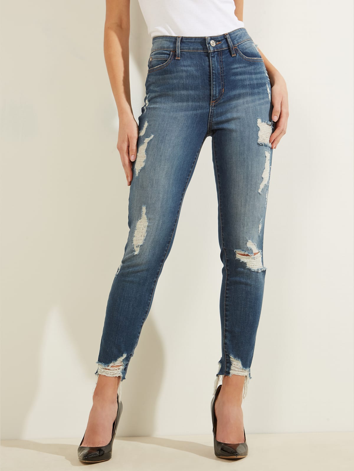 1981 Destroyed High-Rise Skinny Jeans | GUESS