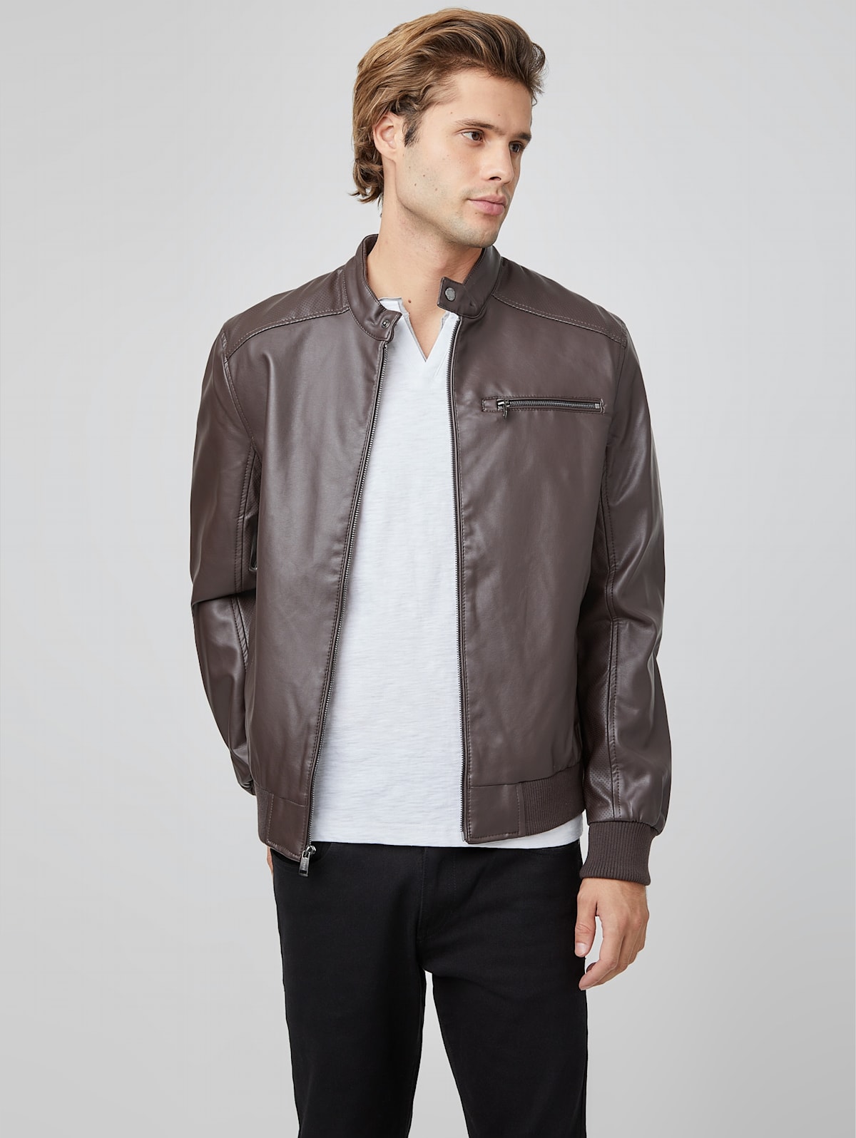 Baron Faux Leather Moto Jacket Guess Factory