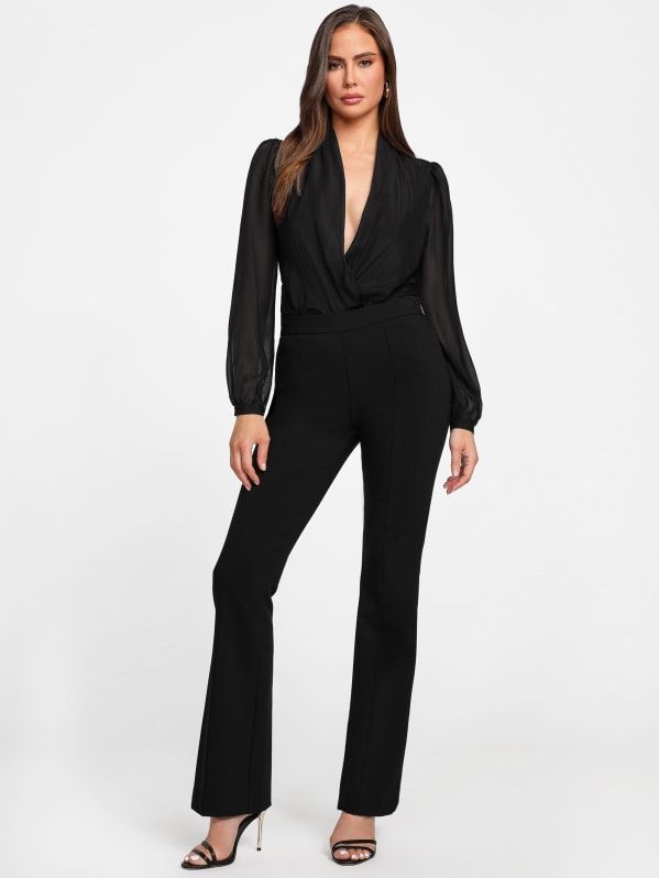 black wide flare slacks | Hype