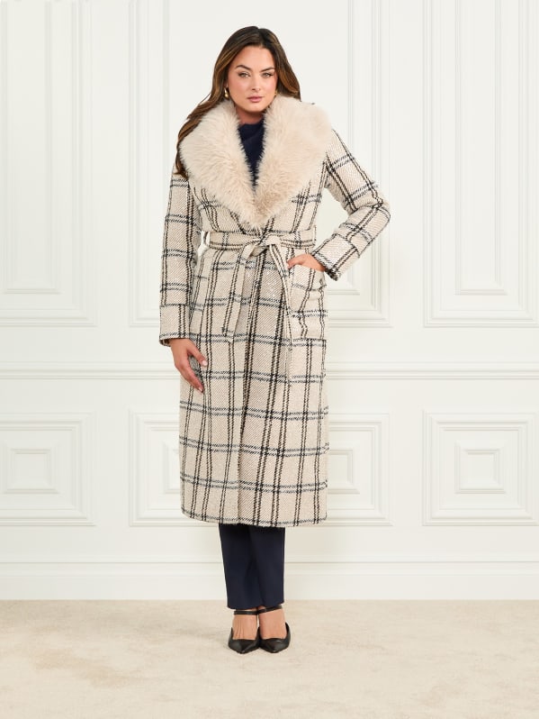 Charlize Sequin Plaid Wrap Coat | Marciano