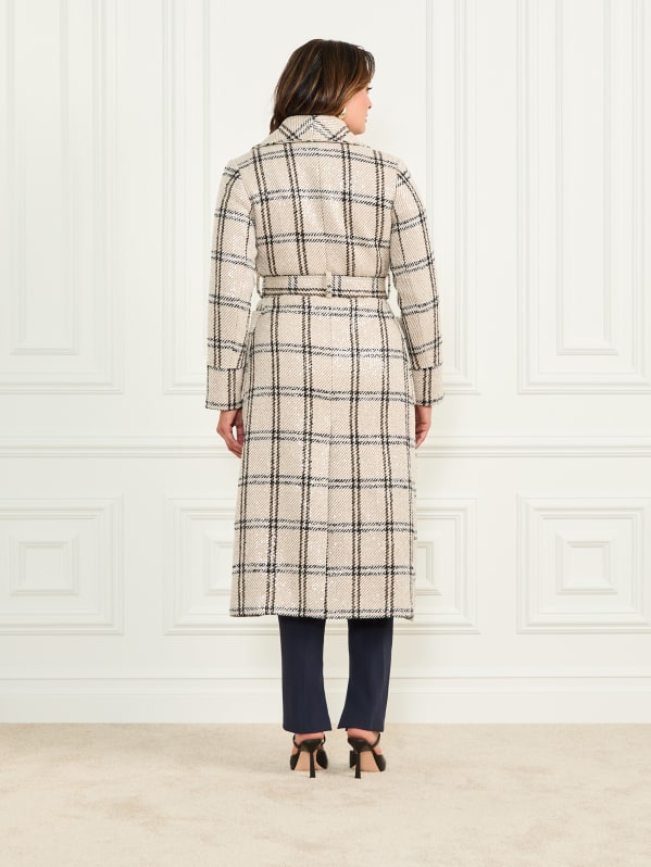 Charlize Sequin Plaid Wrap Coat | Marciano Charlize Sequin Plaid Wrap Coat | Marciano
