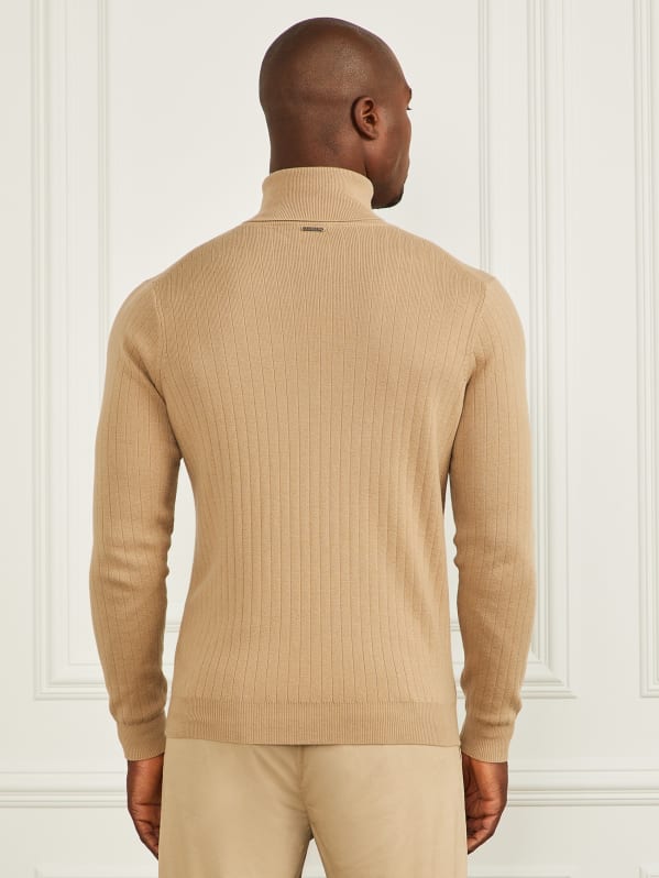 Turtleneck Wool-Blend Ribbed Sweater | GUESS