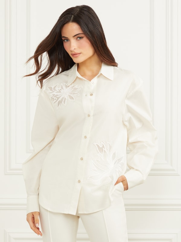 Tシャツ・カットソー BODE White Cotton Georgette Blouse Y's BORN PRODUCT] THIN COTTON TWILL OVERSIZED DRESS – THE