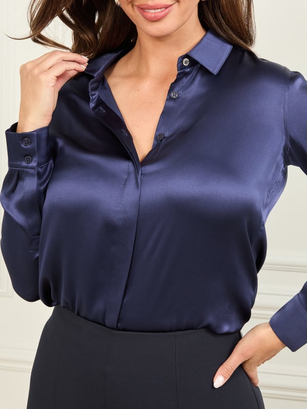 Floral Jacquard Chiffon Button Up Top | LOVESTITCH