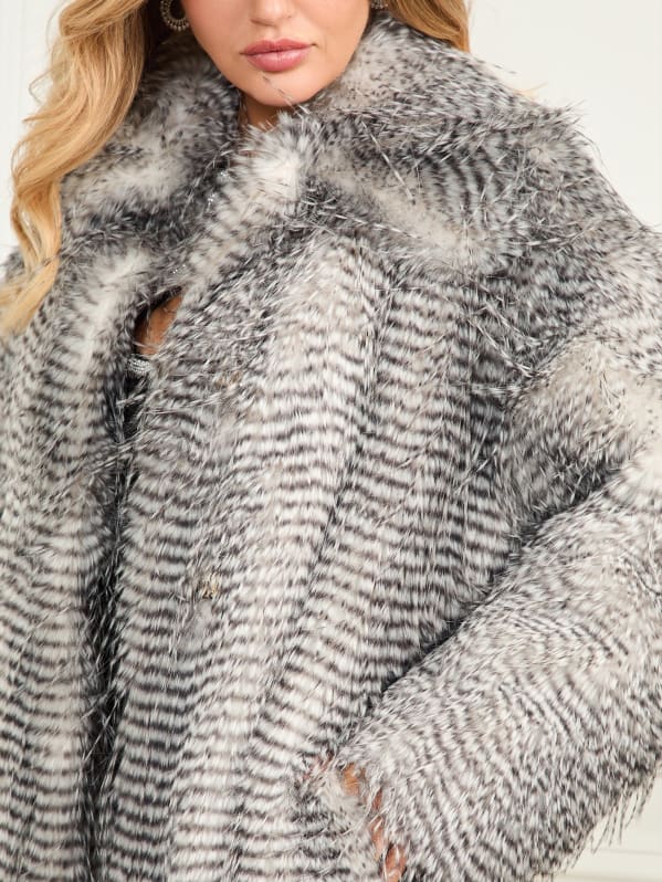 ☆☆GENERAL IDEA☆☆ WOMAN collarless fur jacket [GREY] / WB Jeannette Faux-Fur Coat | Marciano