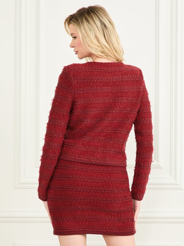 LEO & SAGE Open Cardigan in Silver Boucle | REVOLVE