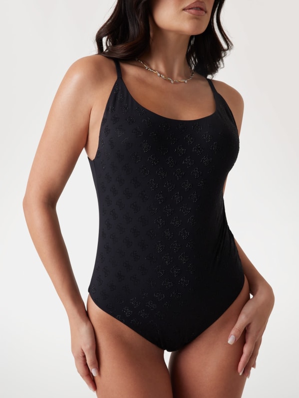 Quattro G Rhinestone One-Piece Swimsuit | GUESS Quattro G Rhinestone One-Piece Swimsuit | GUESS