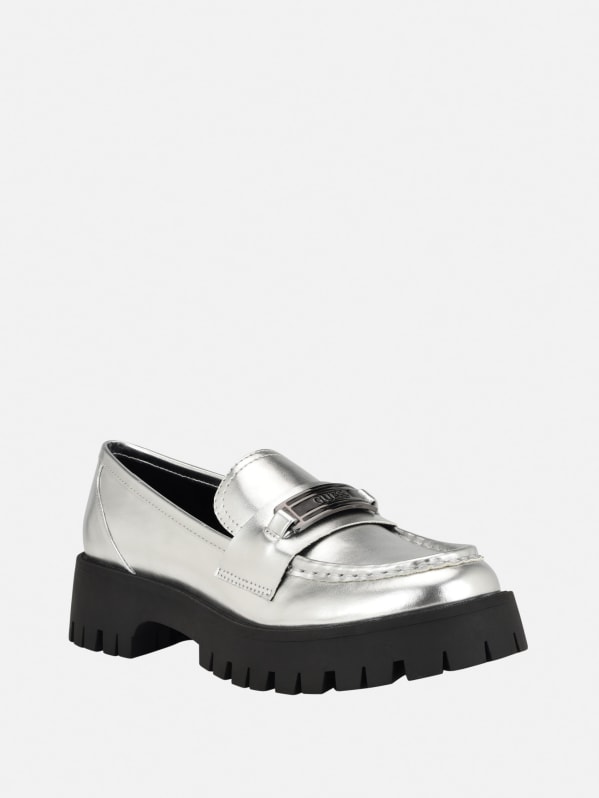 SALE!Guess G ロゴ 厚底 ラグソール ローファー Apply Faux-Leather Logo Loafer | GUESS Factory