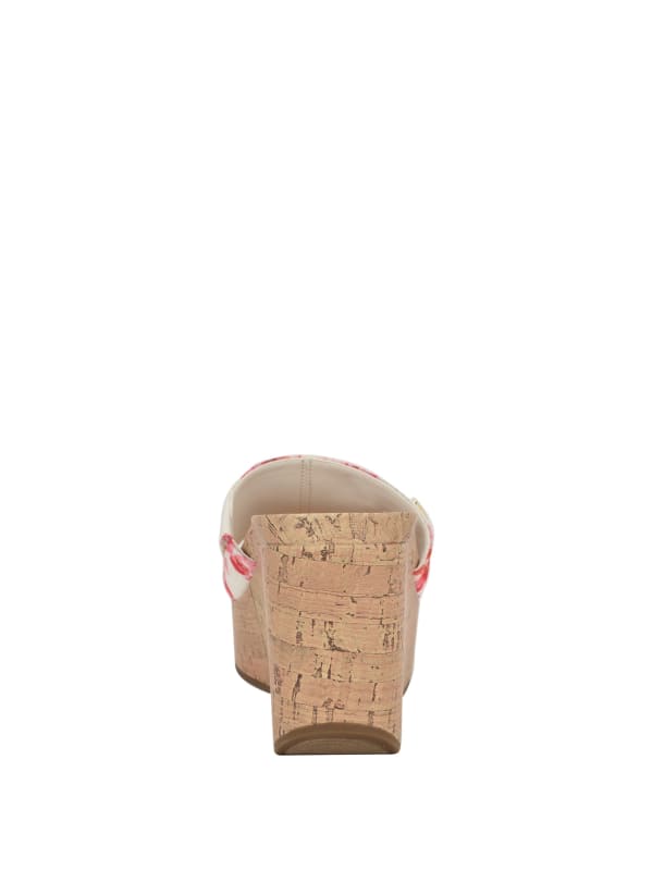 Fours Floral Cork Wedge Mules | GUESS Factory