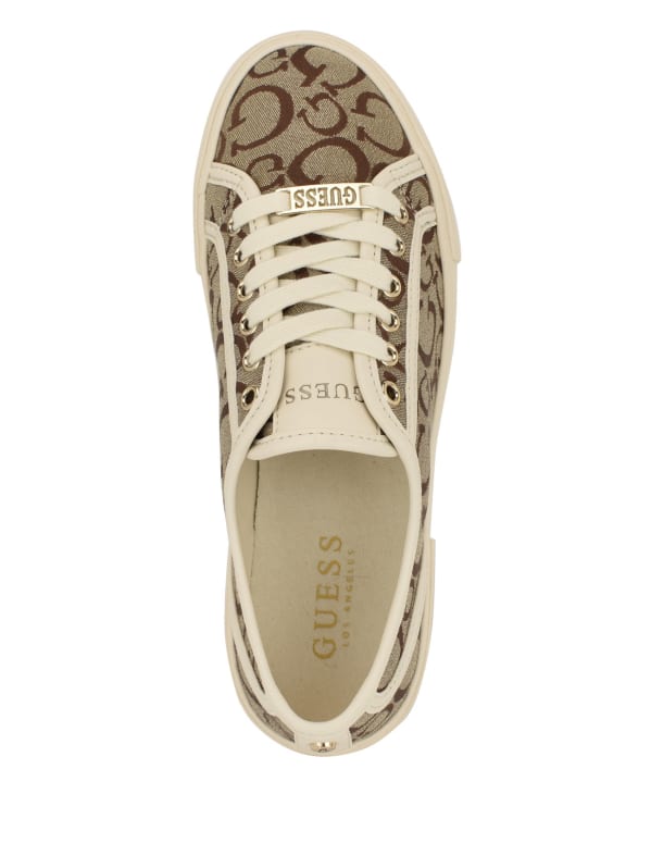 GUESS ローニー ロゴ厚底スニーカー ベージュ トレンド春夏 Melya Logo Low-Top Sneakers | GUESS Factory