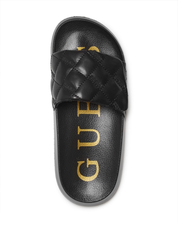 Pearlin Quilted Pool Slides | GUESS Factory
