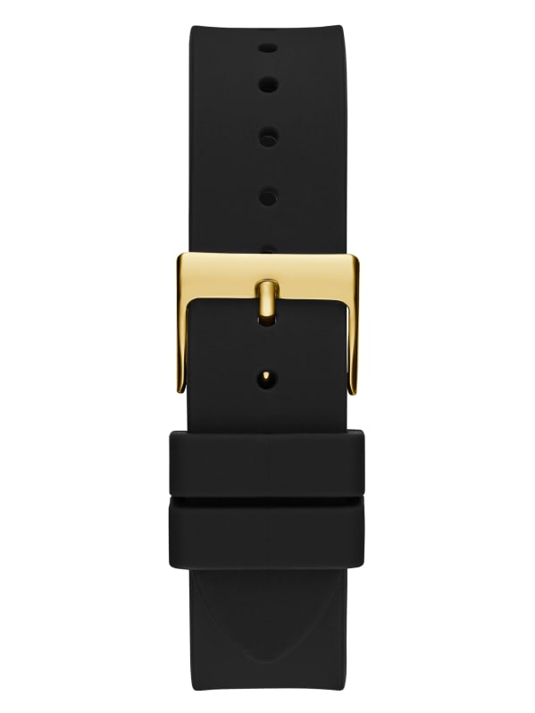 Gold-Tone and Black Silicone Multifunction Watch | GUESS