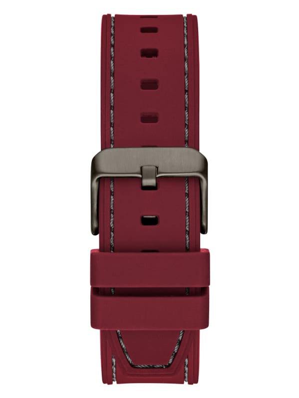 crazy about BRUNT タンカラー Dark Silver-Tone and Burgundy Silicone Multifunction Watch
