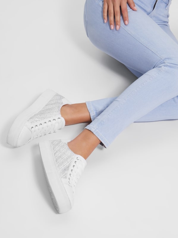 Gelsen Rhinestone Logo Low-Top Sneakers | GUESS Gelsen Rhinestone Logo Low-Top Sneakers | GUESS